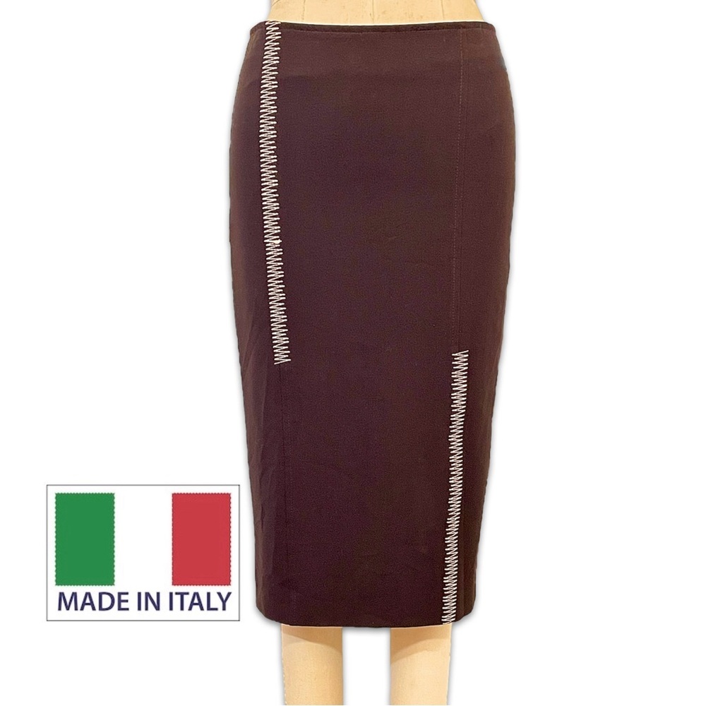 Vintage Miss Money Money Italy Brown pencil below-the-knee Skirt size 40 29 inch
